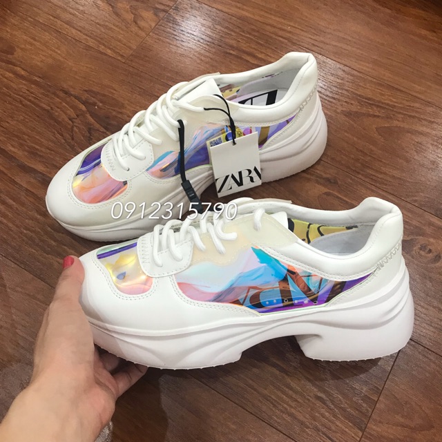 Giầy chunky sneaker phối màu plastic Zara . Ảnh thật