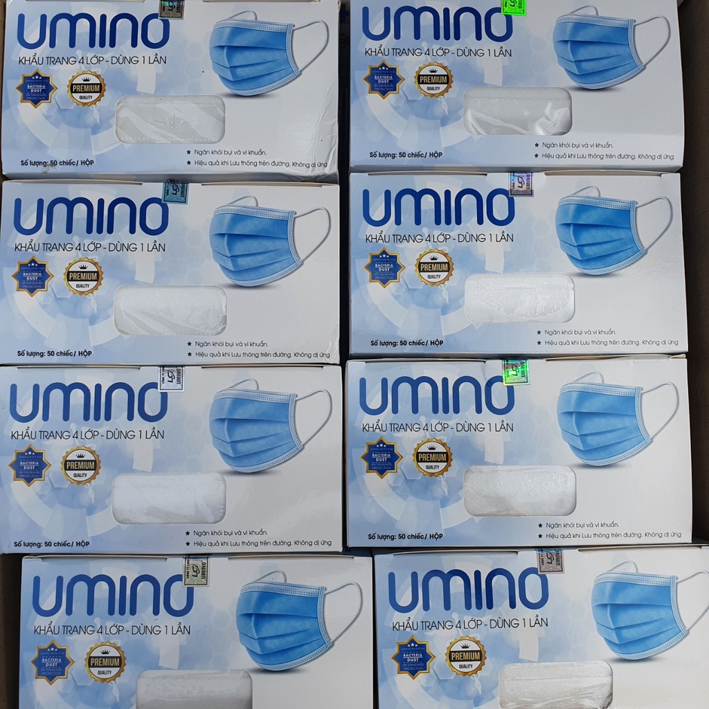Khẩu trang y tế 4 lớp UMINO chính hãng hộp 50 chiếc màu trắng