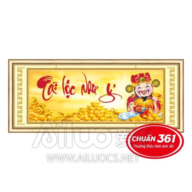 Tranh thêu chữ thập 3d Tài lộc như ý - Thần tài < 53282 > chưa thêu