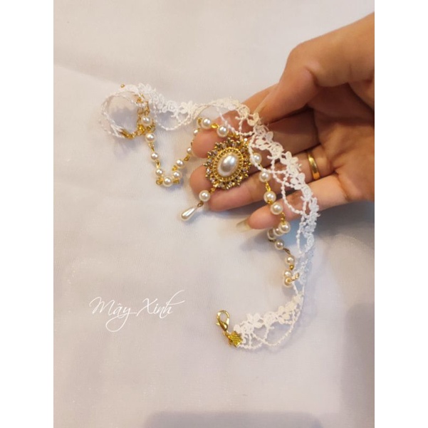 Vòng cổ choker lolita đính mặt đá xinh
