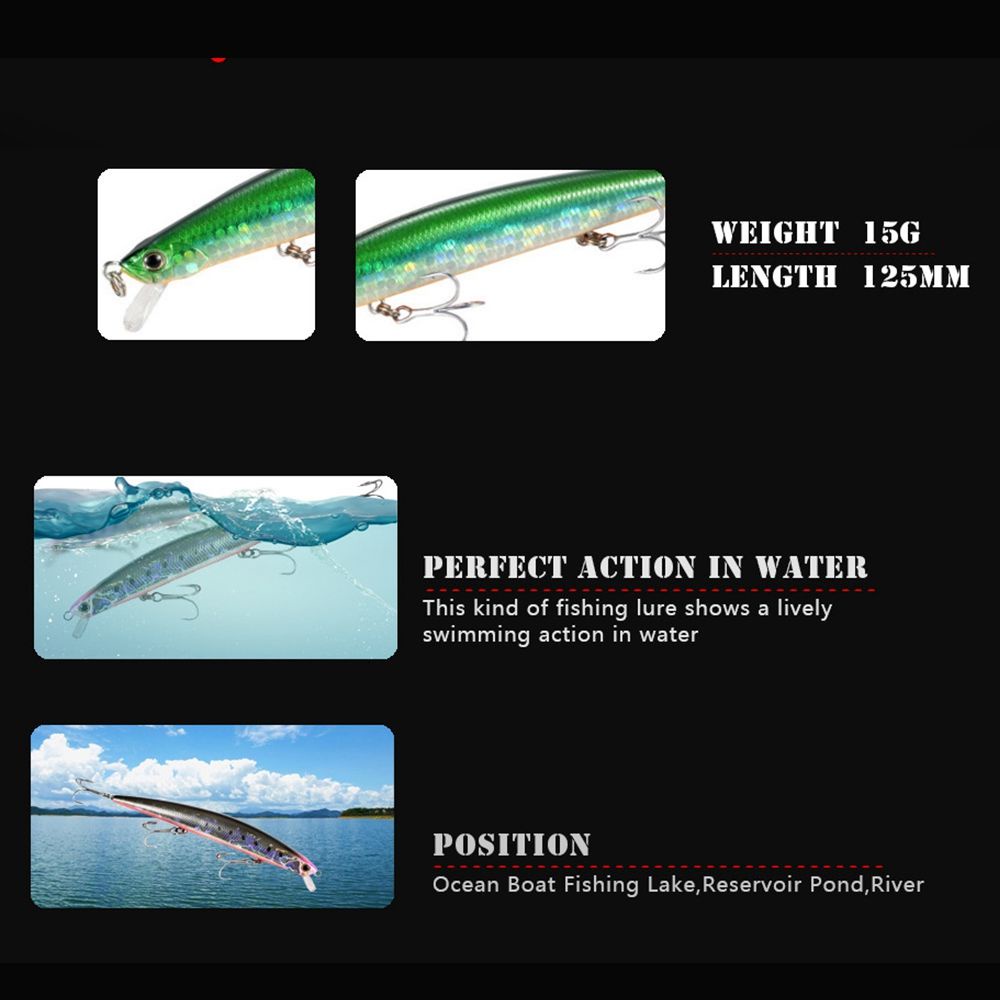 MUVAKO Mồi Câu Cá Nhân Tạo Nhiều Màu 14.6g 12.5cm