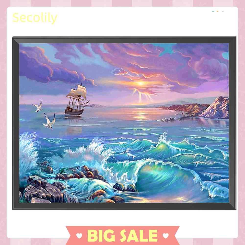 Seco Bộ Tranh Thêu Chữ Thập 11CT Bằng Cotton In Hình Hồ Nước Tự Nhiên