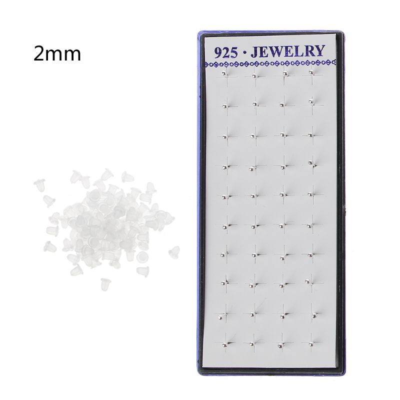 YOI*20 Pairs 925 Silver Plated Tiny Round Ball Stud Earrings Hypoallergenic Jewelry