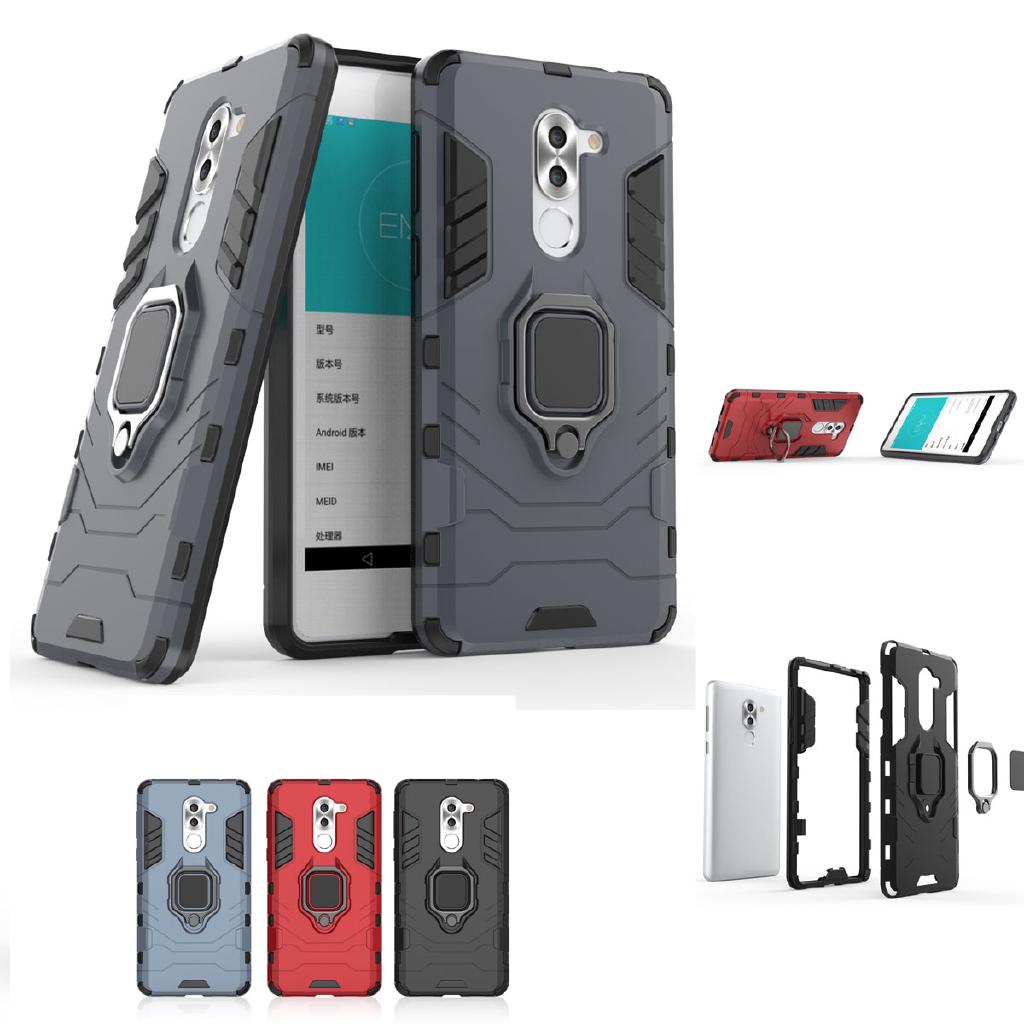 Ốp điện thoại cứng kiểu giáp iron man kèm giá đỡ nhẫn sang trọng cho huawei honor 6x 8x 10 20 lite mate 20 30 pro 20x