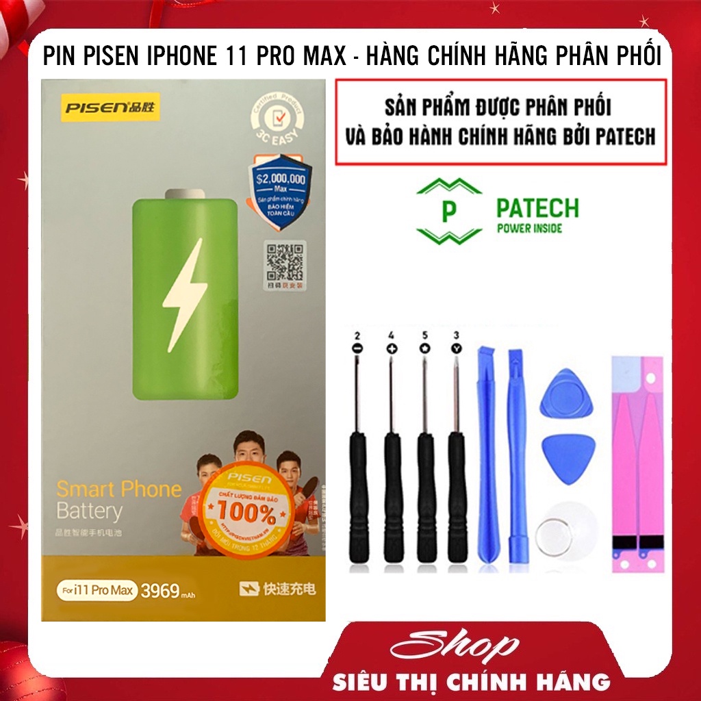 PIN PISEN IPHONE 11 PRO MAX - CHÍNH HÃNG PATECH PHÂN PHỐI