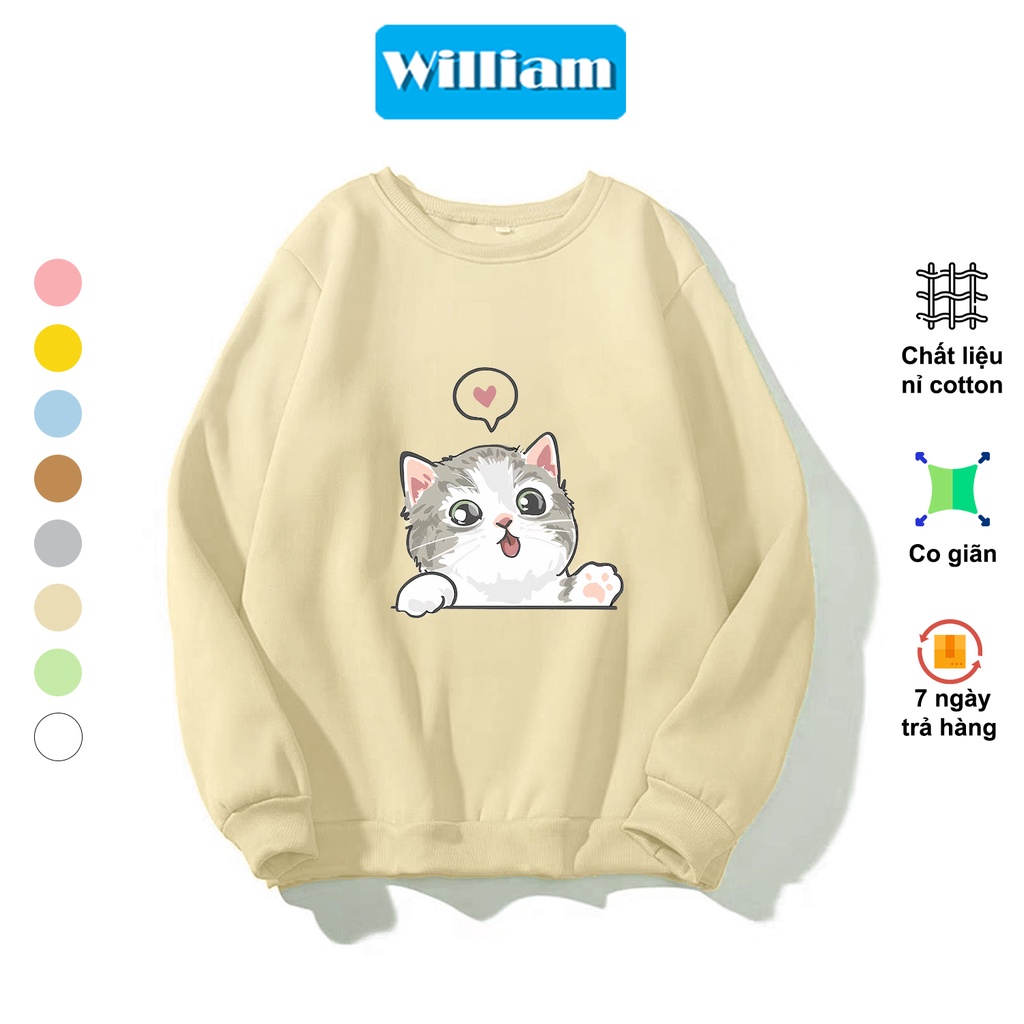 Áo sweater nam nữ hình Mèo dễ thương chất nỉ bông dày dặn, in Pet cao cấp William - DS226