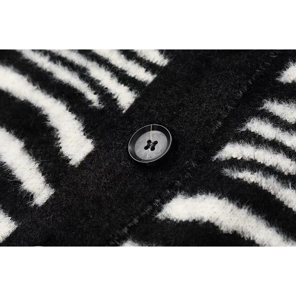 Áo khoác cadigan vằn đen len lông thỏ cao cấp phong cách Hàn Quốc | WebRaoVat - webraovat.net.vn