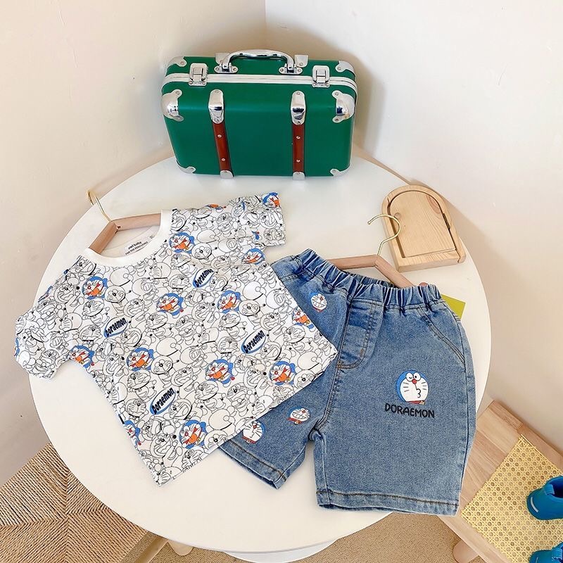 Áo thun trắng hoạ tiết Doraemon cho bé gái & bé trai  N01240