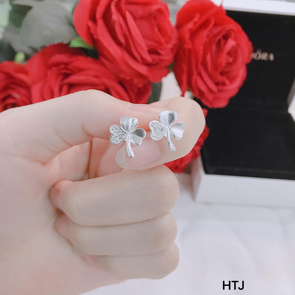 BỘ DÂY CHUYỀN BÔNG TAI CỎ 3 LÁ BẠC TA DỄ THƯƠNG