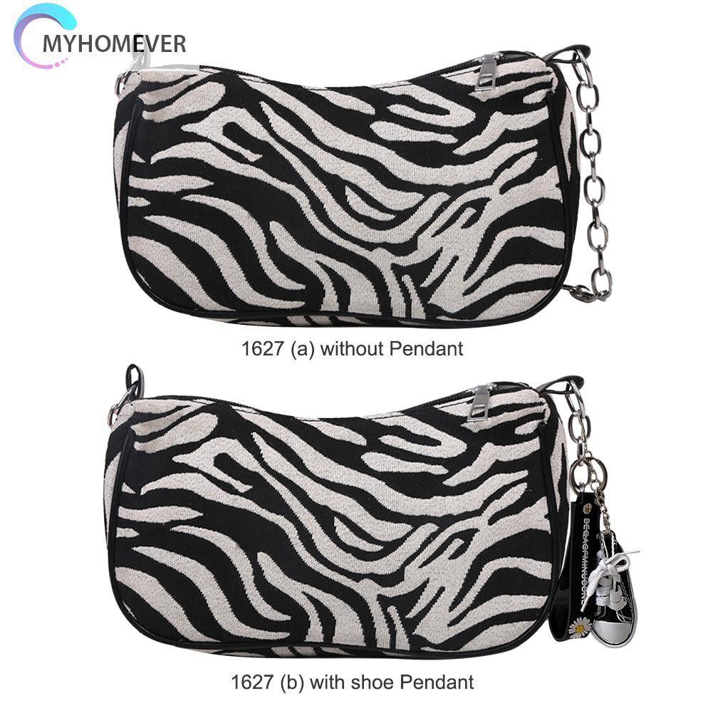 myhomever Women Zebra Pattern Shoulder Underarm Bag Vintage Cloth Small Tote Handbags