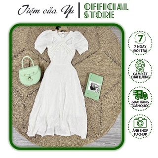 Đầm Cổ Kiểu Đan Dây Chéo Tay Phồng Thích Hợp Đi Tiệc Đi Đám Cưới