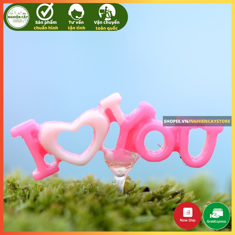 Phụ kiện Chữ I LOVE YOU trang trí tiểu cảnh, cây cảnh, sen đá