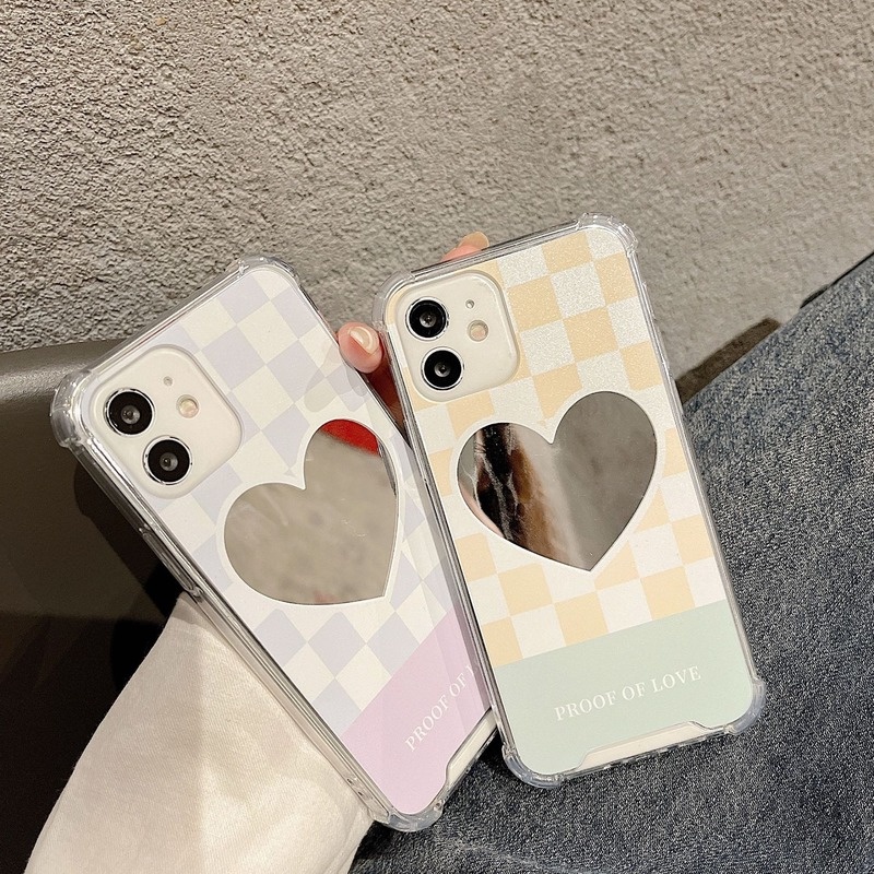 Ốp Điện Thoại Mềm Tráng Gương Họa Tiết Trái Tim Cho iPhone 13promax 11 xsmax/678plus