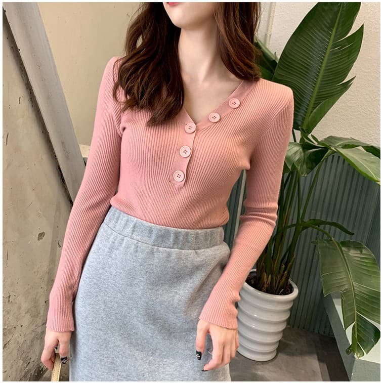 Áo len tăm áo len nữ cổ V nhiều màu siêu chất lên đồ cực xinh! | BigBuy360 - bigbuy360.vn