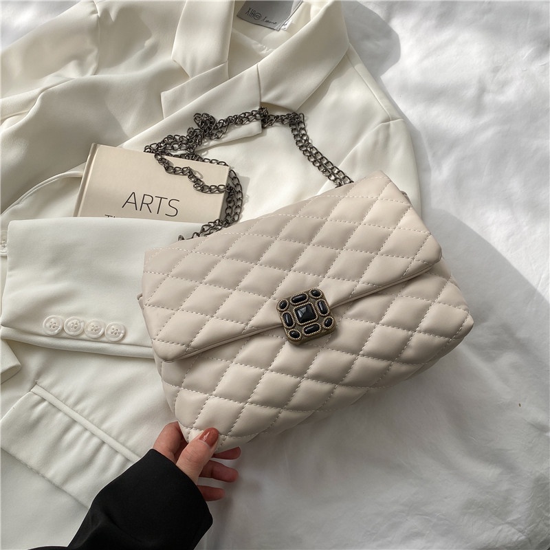 Túi đeo vai IELGY hình vuông cỡ nhỏ thêu họa tiết độc đáo chốt cài thời trang cho nữ