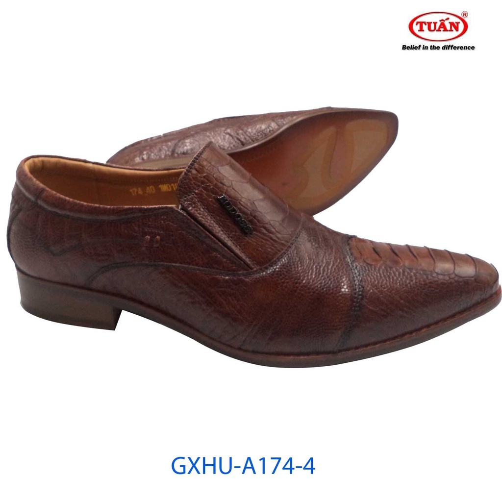 Giày nam cao cấp da ĐÀ ĐIỂU đế DA khâu thủ công handmade thương hiệu Tuấn GXHU-174
