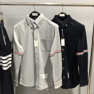 (2 MÀU) ÁO SƠ MI THOM BROWNE KẺ TAY VẢI PIQUE