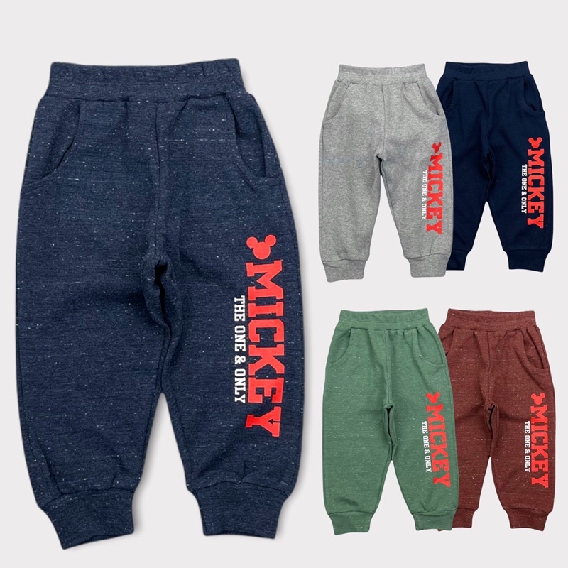 Quần nỉ in chữ mickey, chất dày dặn. Size 1-10T, cho bạn 9-30kg