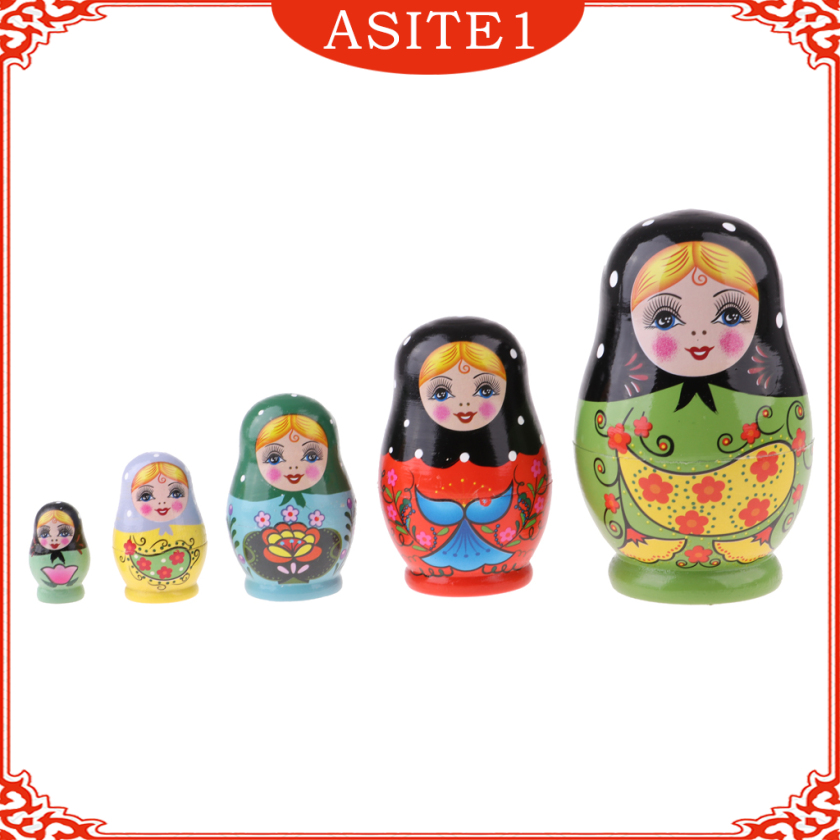 Bộ 5 Búp Bê Nga Matryoshka Bằng Gỗ