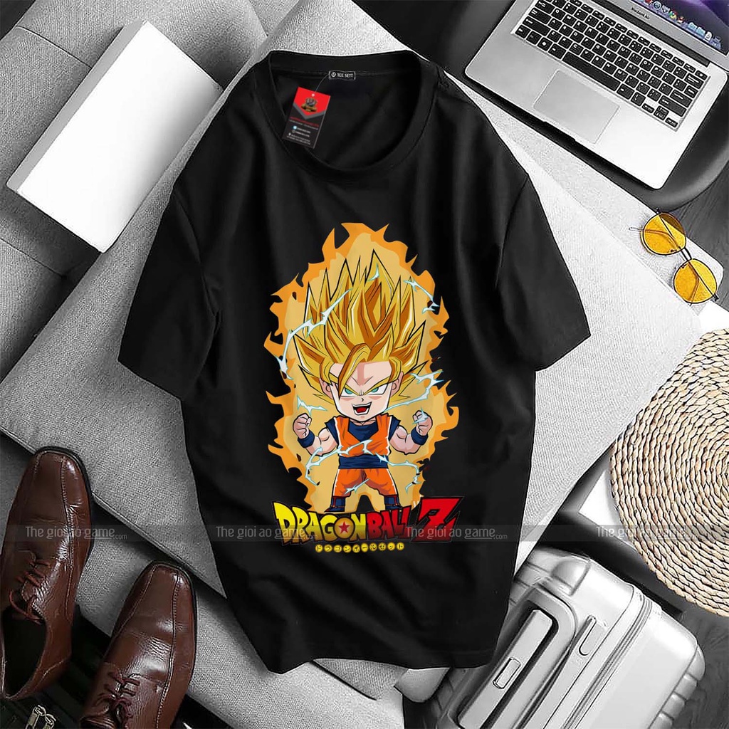 Áo Anime Dragon Ball, Áo Thun Goku Bẩy Viên Ngọc Rồng T12 Phông Đen Trắng Unisex Nam Nữ Cotton Goku T12 / TheGioiAoGame