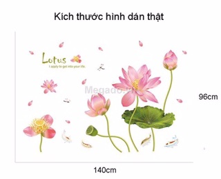 Decal dán tường mẫu hoa sen phong cách