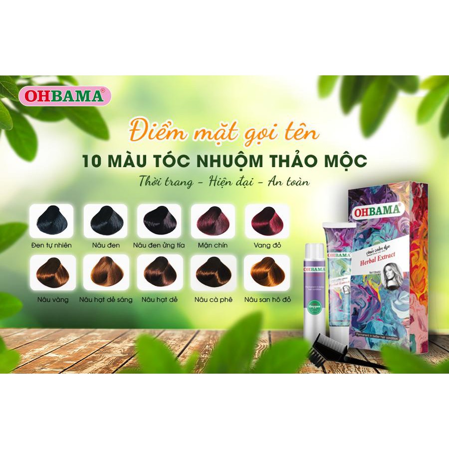 Thuốc Nhuộm Tóc Tại Nhà Thảo Mộc OHBAMA CHÍNH HÃNG với 10 màu lựa chọn