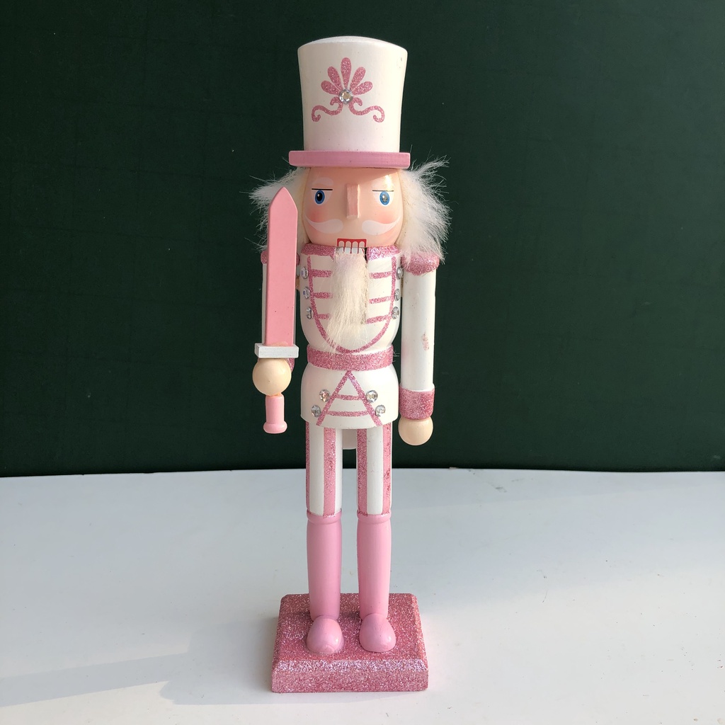 Bộ 4 Mô Hình Chú Lính Chì Gỗ Màu Hồng Decor Trang Trí Giáng Sinh - Noel Cao 30cm hoặc 23cm