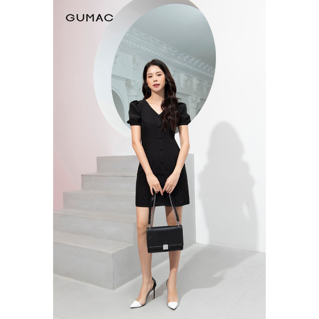 [Mã MABR07062 giảm 8% tối đa 50K đơn từ 249K] Đầm nữ cổ tim tay chun GUMAC DA9244 | BigBuy360 - bigbuy360.vn
