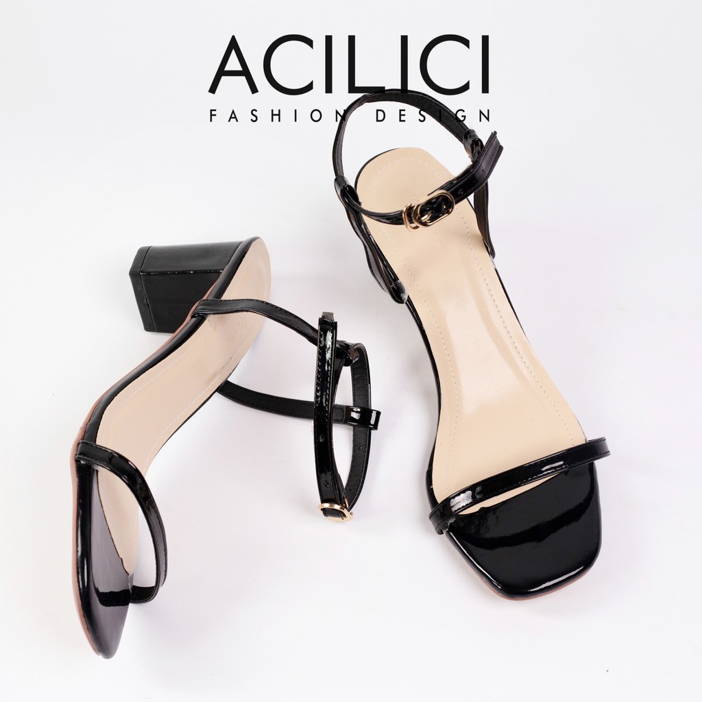 Giày sandal cao gót nữ ACILICI thời trang, giày cao gót đế vuông cao 5p hỡ mũi fom chuẩn size 35-40 màu kem_TC03