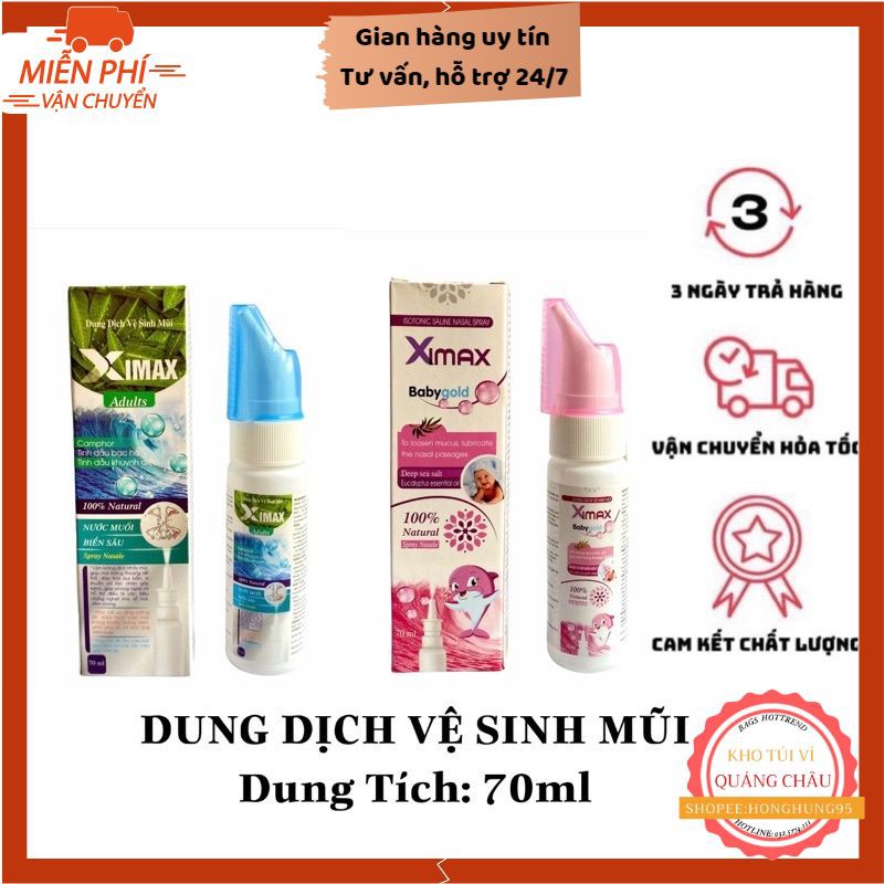 Dung Dịch Xịt Mũi FREESHIP Dung Dịch Vệ Sinh Mũi Ximax Nước Muối Biển Sạch Sâu 70ml