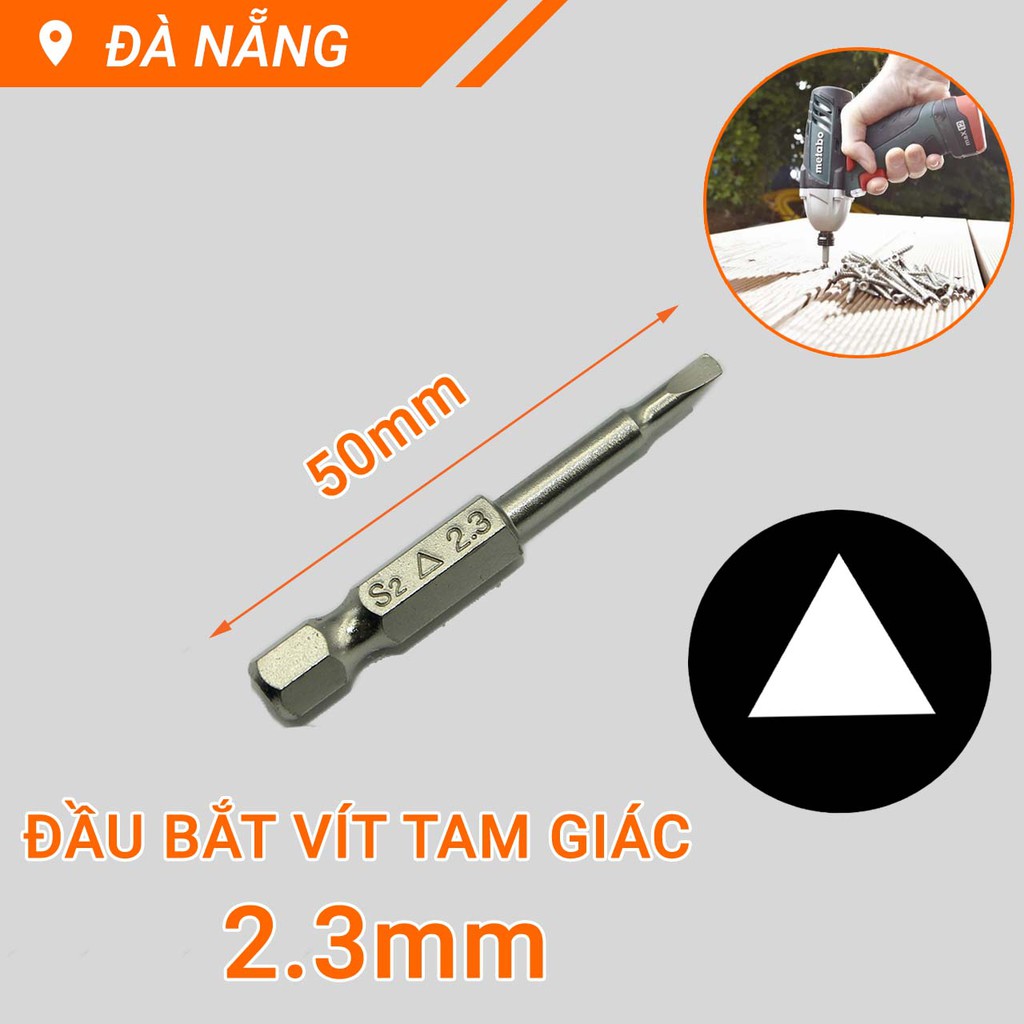 Đầu bắt vít tam giác dài 50mm chuôi lục thép S2