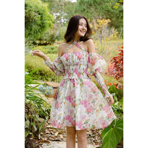 Oceana London - Đầm hoa trễ vai Fleur Dress