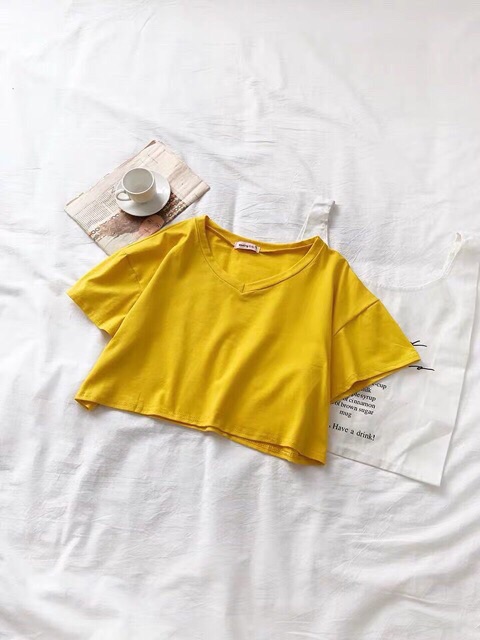 Áo croptop nữ tay ngắn kiểu ôm cổ tim bigsize thun body cunstore.2hand