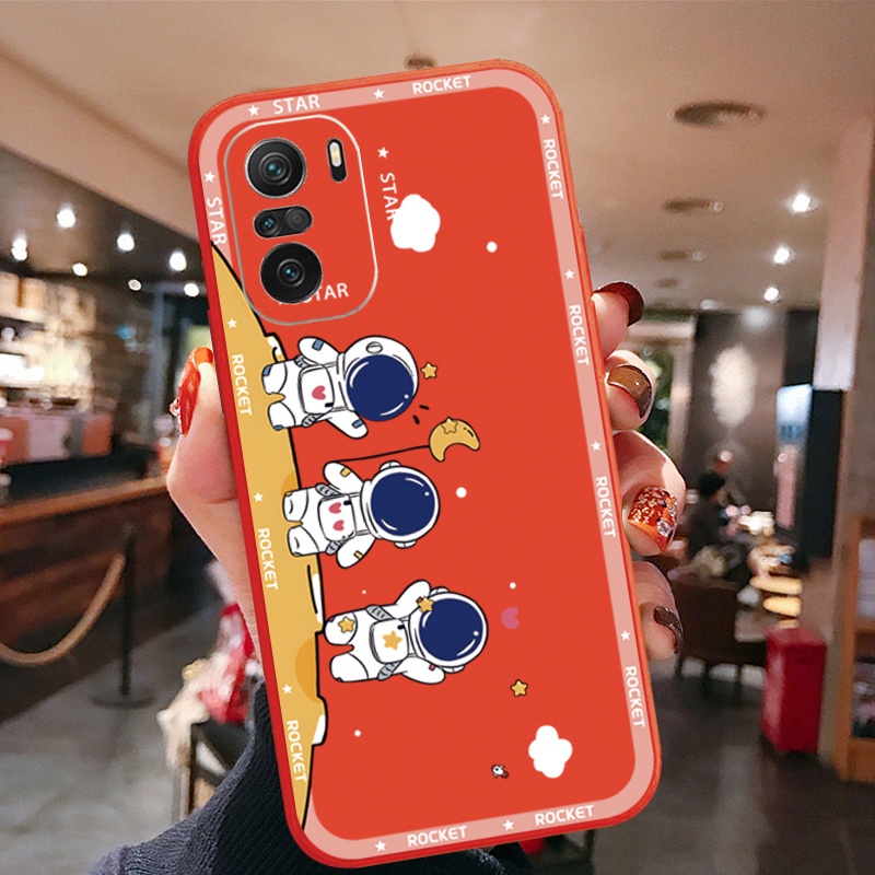 Ốp Điện Thoại Cạnh Vuông In Hình Phi Hành Gia/Không Gian Cho Xiaomi Redmi Note 10 Pro 9S 9A POCO X3 NFC M3 Pro 5G