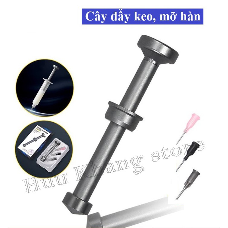 Cây đẩy keo, mỡ hàn (kèm 3 đầu kim bơm)