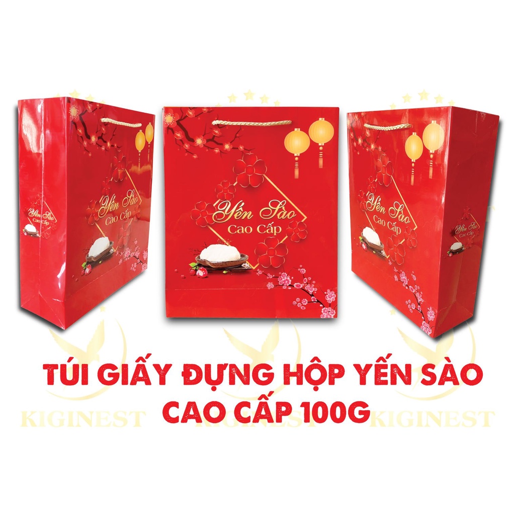 Túi Đỏ Cao Cấp Hoa Đào - 100g - Túi Giấy Đựng Hộp Yến Sào Cao Cấp
