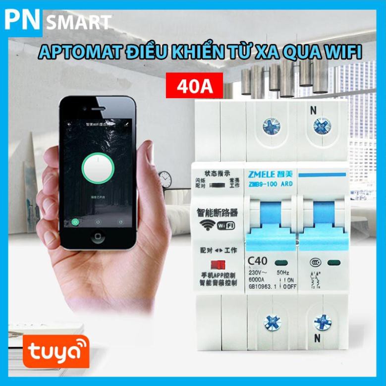 Aptomat Cầu Dao Tổng Điều Khiển Qua Wifi Tuya 40A, Cầu dao điều khiển từ xa qua điện thoại