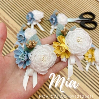 Hoa cài áo có dây nơ siêu xinh