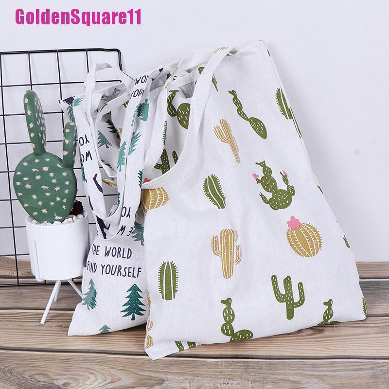1x Túi Xách tote Vải Lanh In Hình Xương Rồng