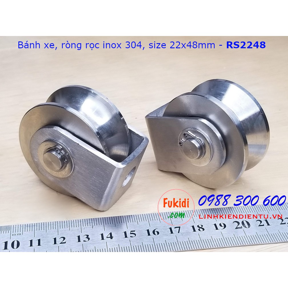 Ròng rọc, bánh xe cửa cổng, bánh xe định hướng inox 304 ray U, V, H size 22x48mm - RS2248U, RS2248V, RS2248H