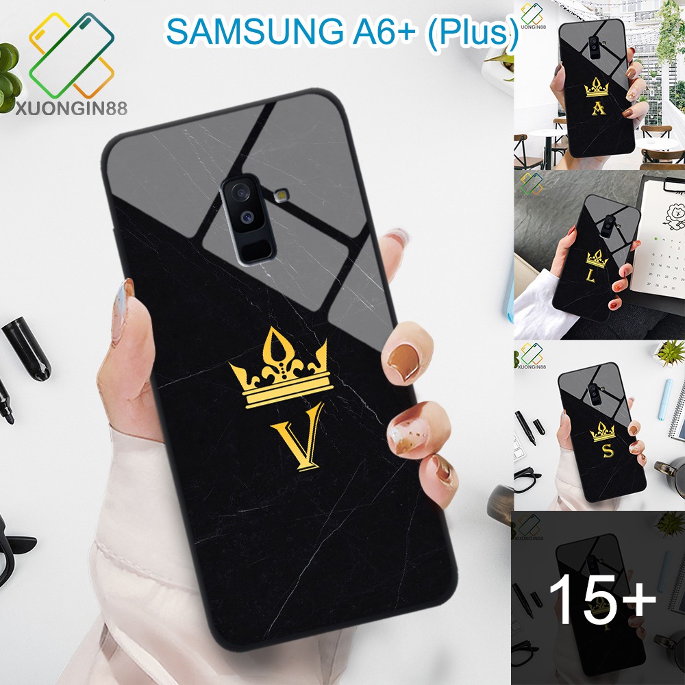 Ốp lưng Samsung A6+ (Plus) in 3D hình chữ cái vân đá