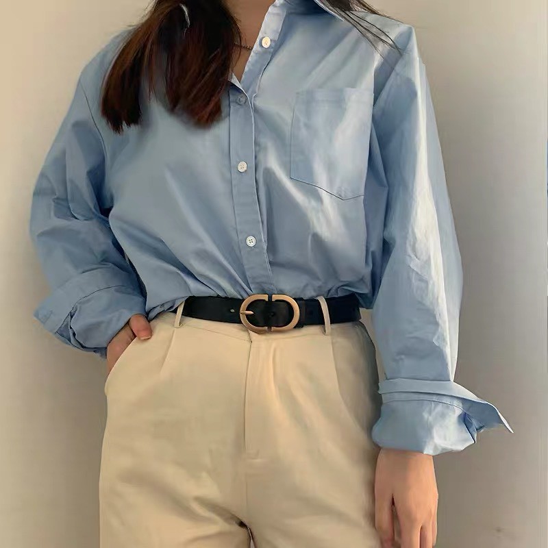 THẮT LƯNG DA Chữ D (TL013) Style HÀN Quốc - Dây nịt da Nam Nữ mặt vàng đồng trẻ trung ulzzang