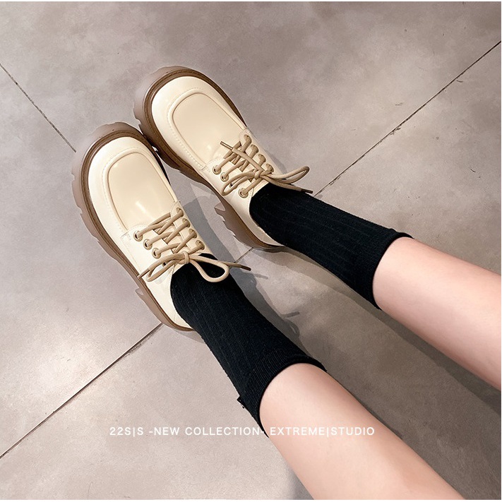 VỀ THÊM_Giầy oxford, slip on nữ 2 màu kem trắng mới