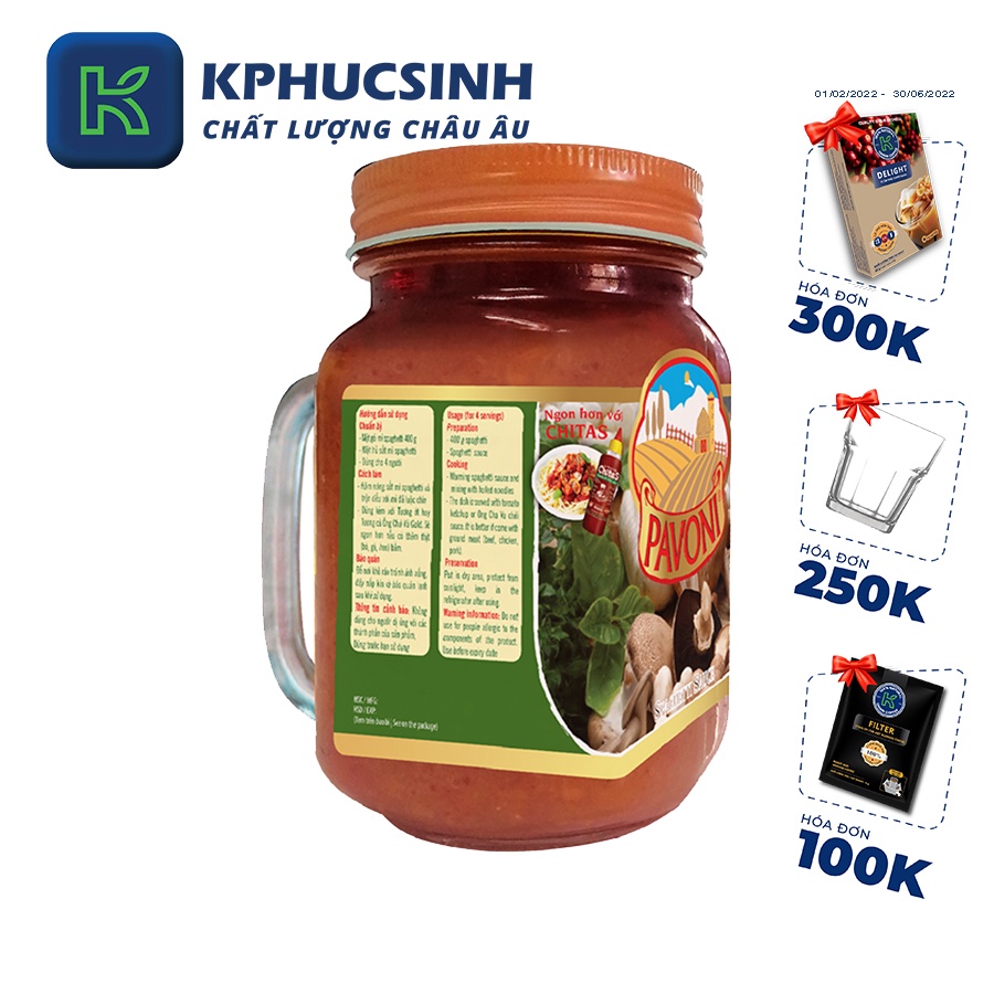 Sốt mì Spaghetti nấm 450g KPHUCSINH - Hàng Chính Hãng