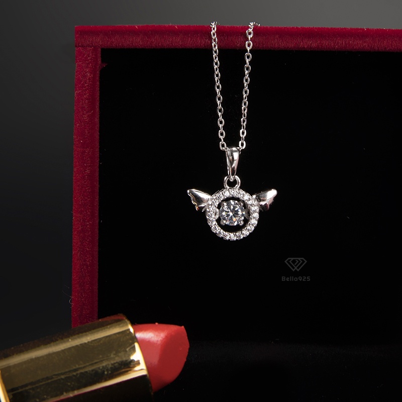 Dây chuyền bạc 925 mặt hình đôi cánh thiên thần hàng hộp sang trọng vòng cổ Bella925 3211