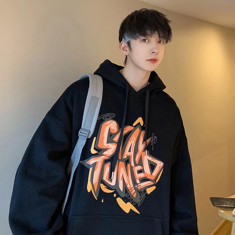 Áo Khoác Hoodie Nhung Dáng Rộng Tay Dài In Chữ Graffiti Size M-8XL Mỹ Mùa Thu Đông Cho Cặp Đôi Nam Và Nữ