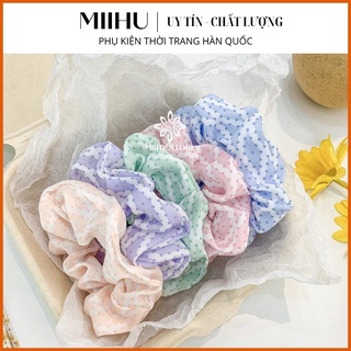 Scrunchies cột tóc buộc tóc tone pastel sọc