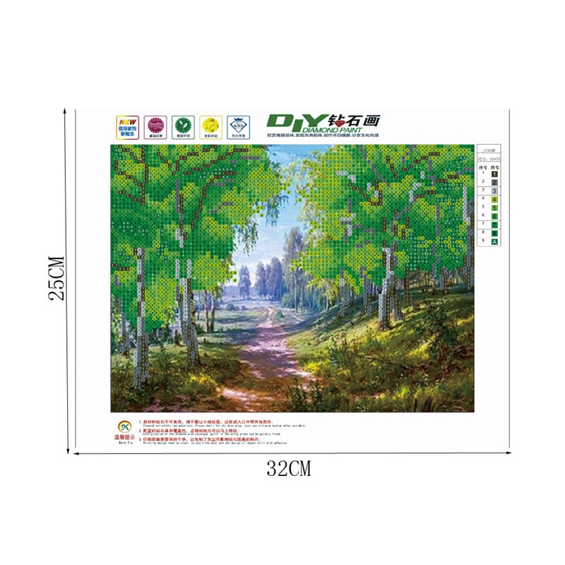 Tranh Thêu Trang Trí Thủ Công 5D Hình Cây Và Con Đường (Mũi Thêu Hình X)