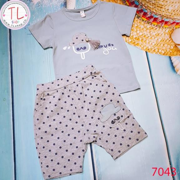 Thời Trang Trẻ Em -Set đồ bộ họa tiết đính tua rua quần chấm bi– Quần Áo Bé Trai - Bộ Bé Trai - Quần Áo Bé Gái - Bộ Bé