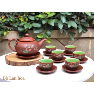 Bộ ấm chén gốm Bát Tràng - Hoa Lan